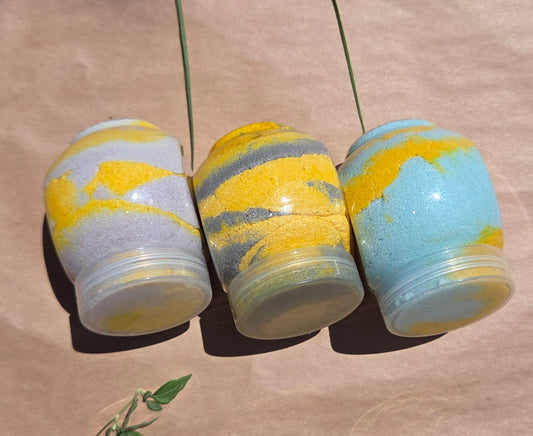 Sugar Scrubs come in three scents: Lavender Lush - Purple
Coconut Dream - Grey
Eucalyptus Glow - Blue
